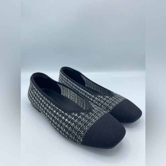 VIVAIA Square-Toe V-Cut Flats Margot 2.0 Black Tweed Size 40W New without Box - Picture 1 of 10